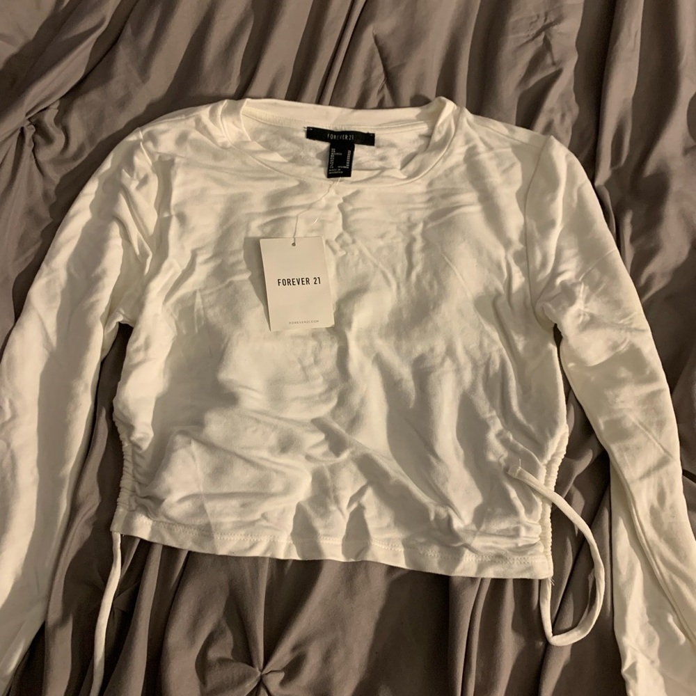 white longsleeve crop top with open back